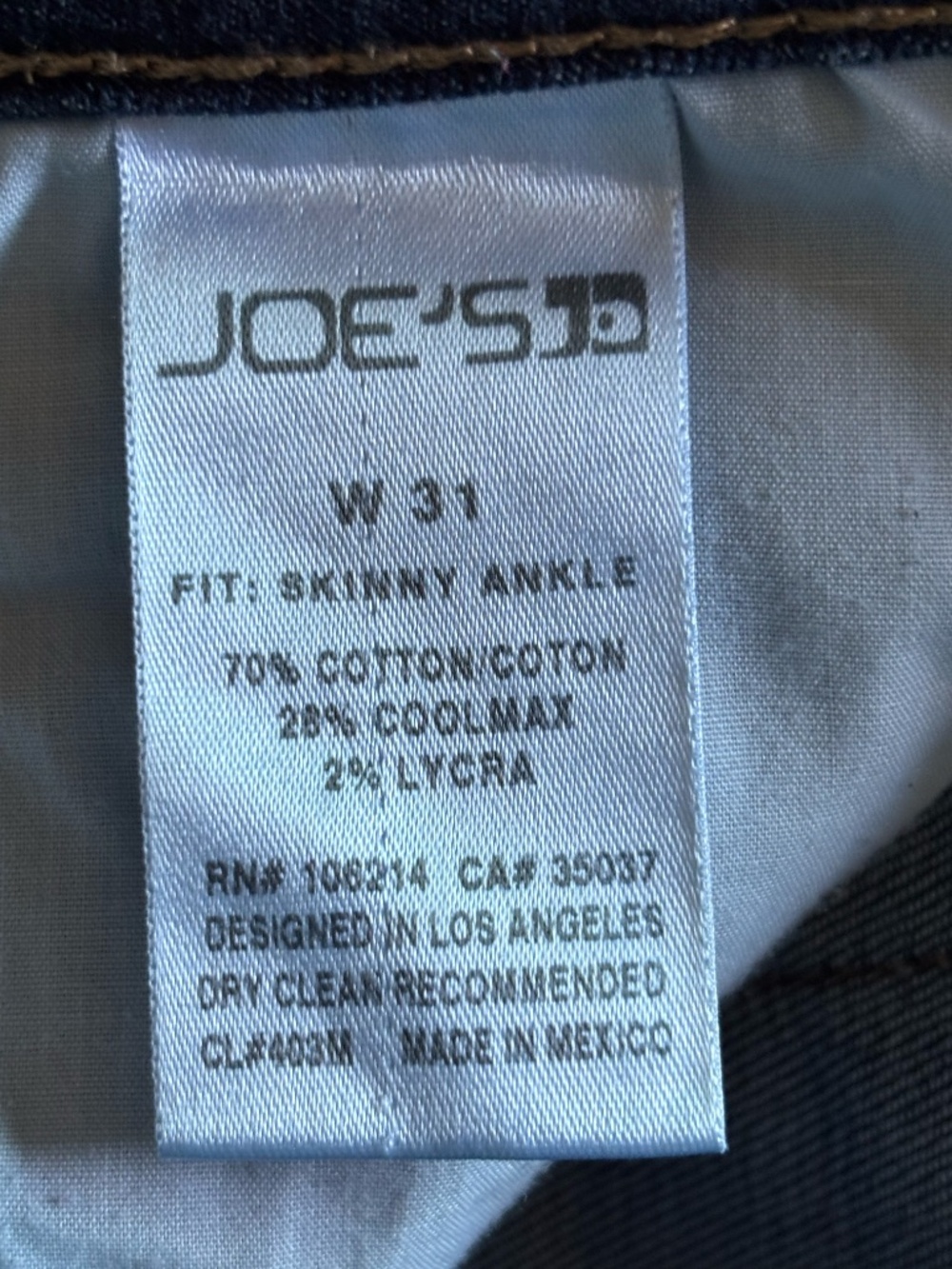 Joe's Jeans Skinny Ankle Women's Size 31 Dark Wash Stretch Denim Jeans - Picture 4 of 4